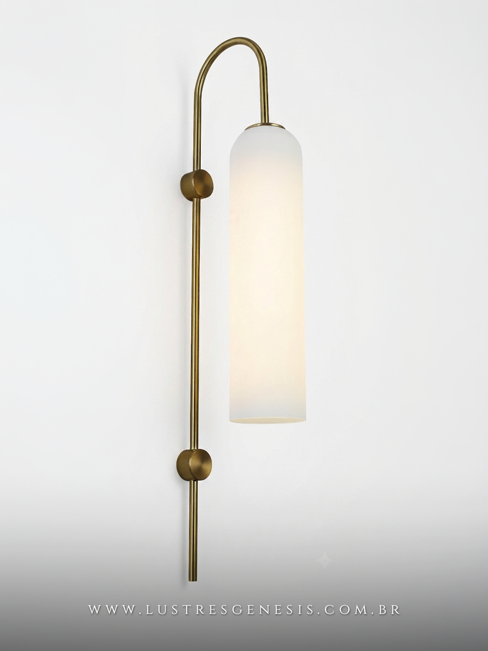 Arandela de Parede Bronze e Vidro Branco Tubular 20x78cm E27 Lampada Inclusa, Sala de Estar, Quarto, Cabeceira, Corredor, Lavabo, Hall